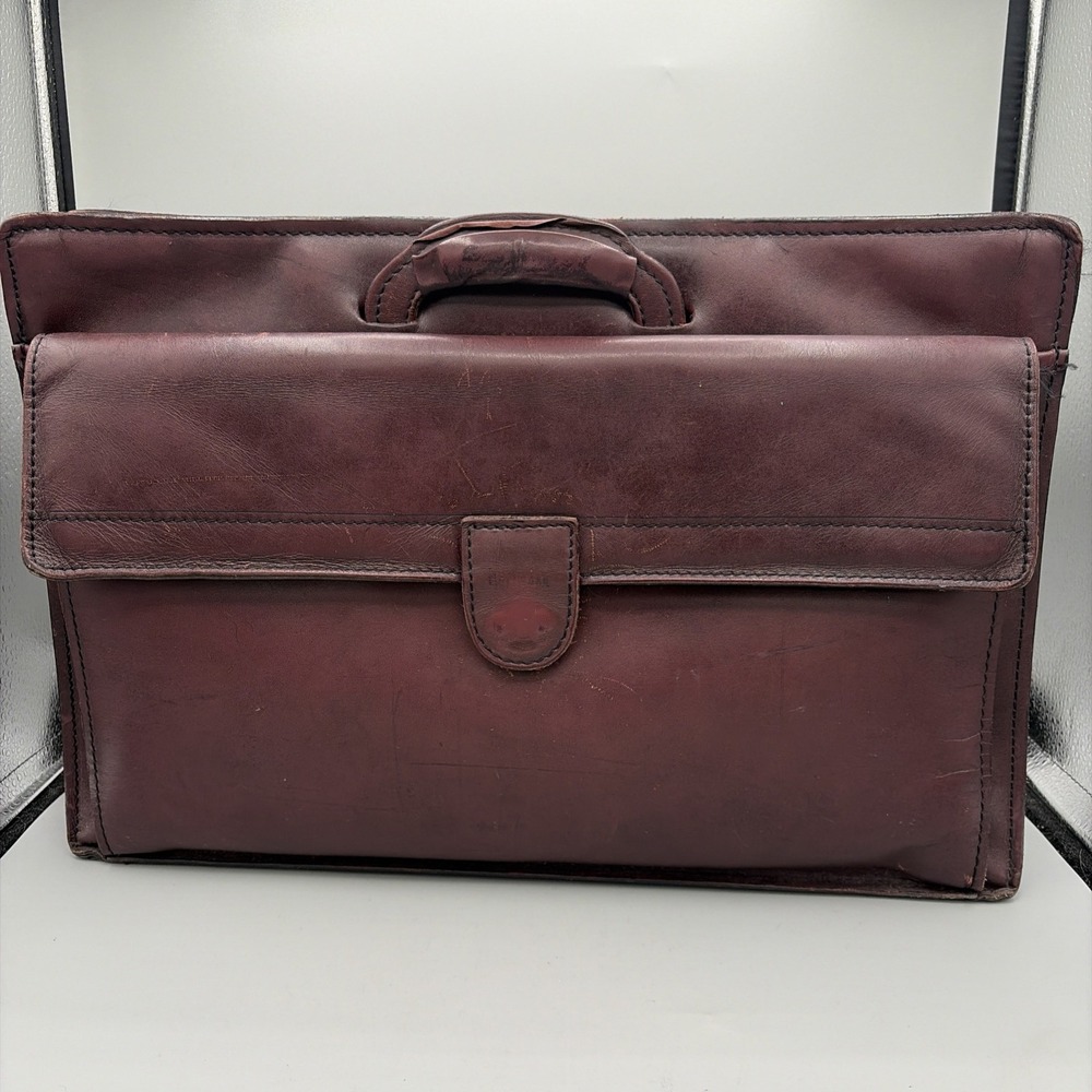 Vintage Hartmann Attache Briefcase Belting Retractable Leather Handle Portfolio